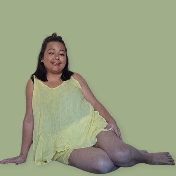 Womend XXL Sunny Yellow Sleeveless Top and Shorts Pajama Sey - Picture 7 of 10